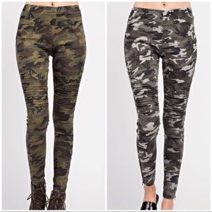 CAMO MOTO SIDE ZIP LEGGINGS/PANTS